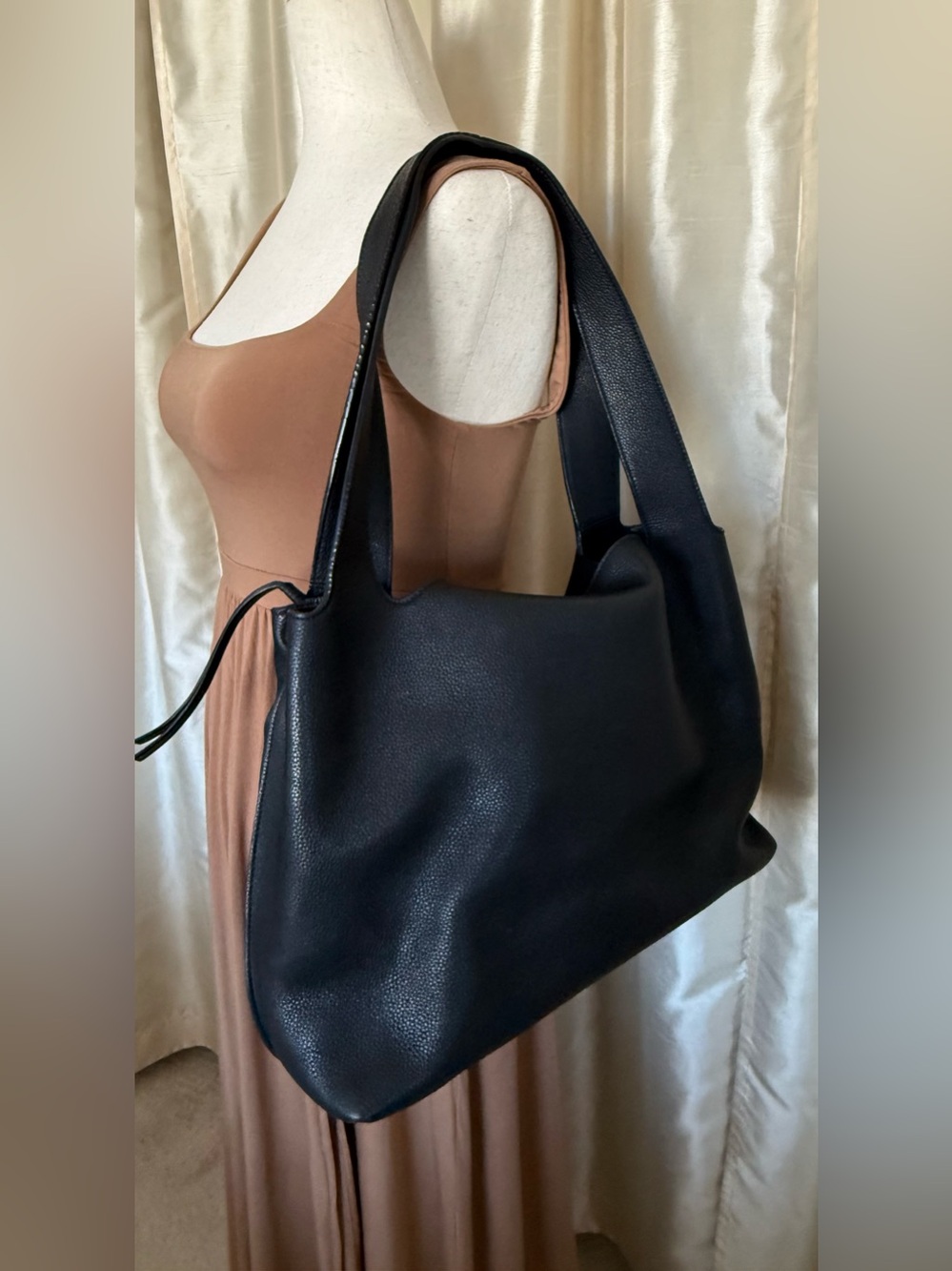 The Row Duplex Large Tote Bag Black Grained Calfskin Leather